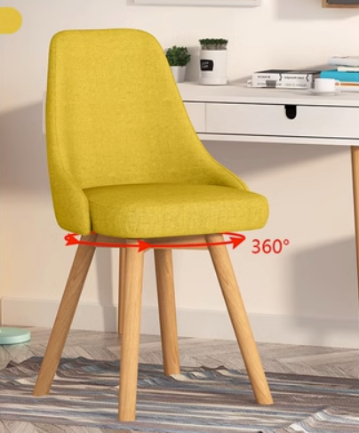 New Nordic style fashionable swivel dining chair (yellow/latex cushion) (size: 42*42*82CM)