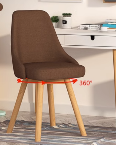 New Nordic style fashionable swivel dining chair (brown/latex cushion) (size: 42*42*82CM)