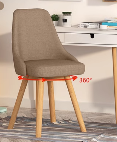 New Nordic style fashionable swivel dining chair (khaki/latex cushion) (size: 42*42*82CM)