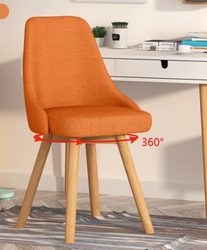 New Nordic style fashionable swivel dining chair (orange/latex cushion) (size: 42*42*82CM)