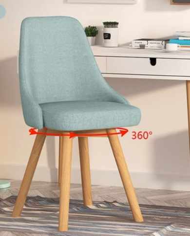 New Nordic style fashionable swivel dining chair (turquoise/latex cushion) (size: 42*42*82CM)