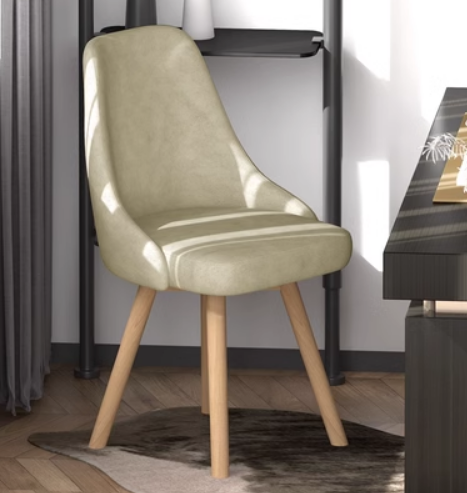 New Nordic style fashionable swivel dining chair (off-white technical cloth/latex cushion) (size: 42*42*82CM)