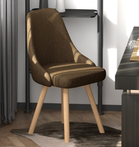 New Nordic style fashionable swivel dining chair (coffee technical cloth/latex cushion) (size: 42*42*82CM)