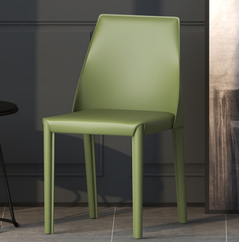New Italian style light luxury saddle leather dining chair (bean green) (size: 42*47*81CM)
