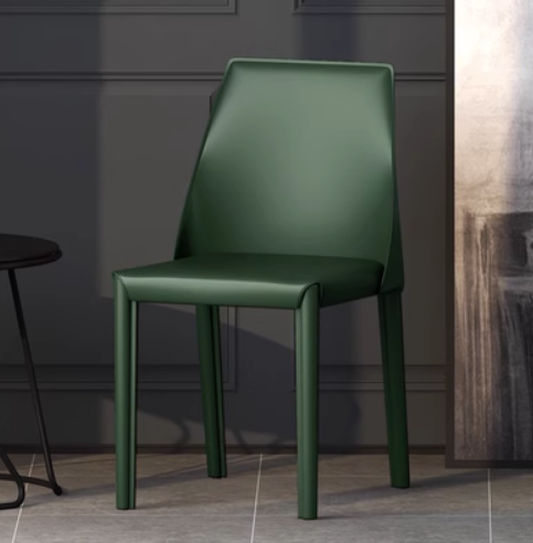 New Italian style light luxury saddle leather dining chair (dark green) (size: 42*47*81CM)