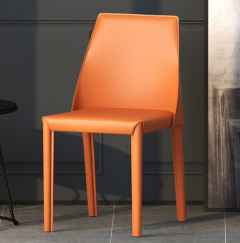 New Italian style light luxury saddle leather dining chair (orange) (size: 42*47*81CM)