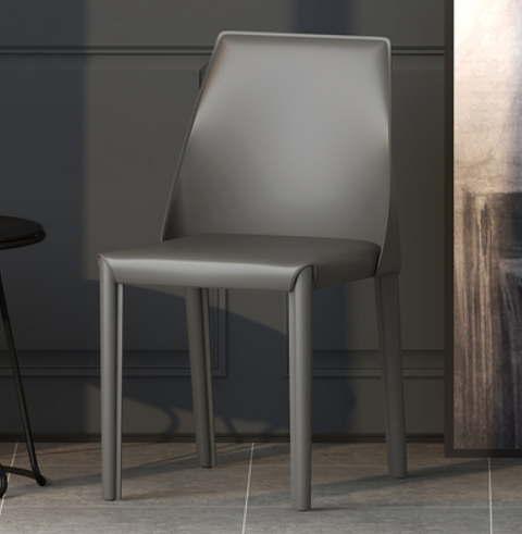 New Italian style light luxury saddle leather dining chair (dark gray) (size: 42*47*81CM)