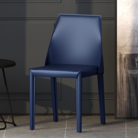 New Italian style light luxury saddle leather dining chair (sapphire blue) (size: 42*47*81CM)