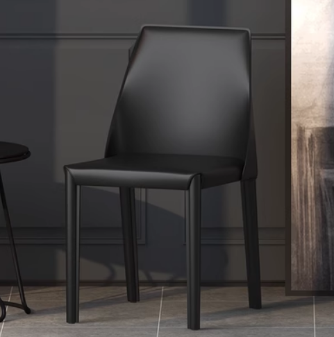 New Italian style light luxury saddle leather dining chair (black) (size: 42*47*81CM)