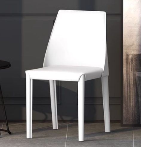 New Italian style light luxury saddle leather dining chair (white) (size: 42*47*81CM)