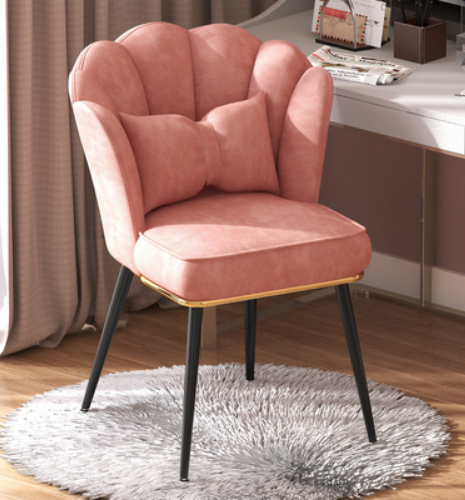 New home comfortable backrest petal chair (pink black legs) (size: 48*40*82CM)