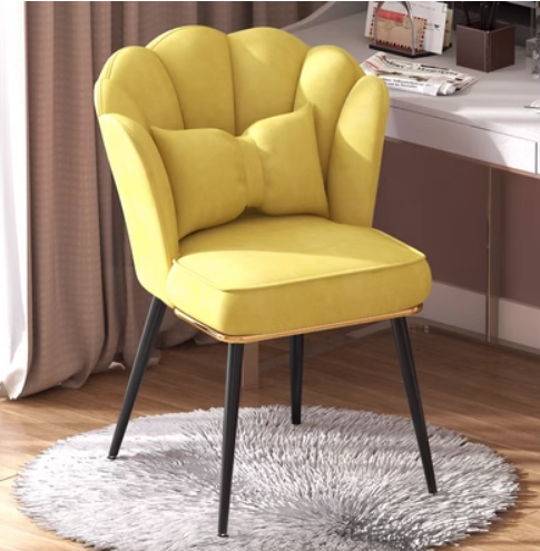 New home comfortable backrest petal chair (yellow black legs) (size: 48*40*82CM)