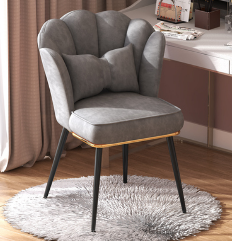 New home comfortable backrest petal chair (gray black legs) (size: 48*40*82CM)