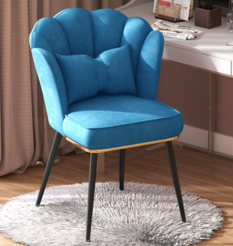 New home comfortable backrest petal chair (blue black legs) (size: 48*40*82CM)