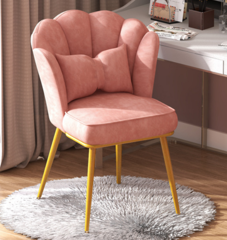 New home comfortable backrest petal chair (pink spray gold legs) (size: 48*40*82CM)