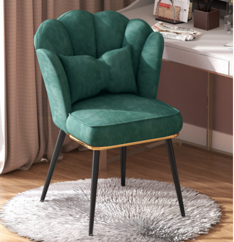 New home comfortable backrest petal chair (dark green black legs) (size: 48*40*82CM)