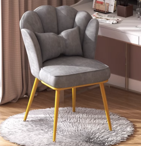New style home comfortable backrest petal chair (grey spray gold legs) (size: 48*40*82CM)