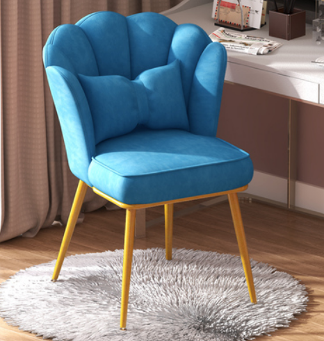 New home comfortable backrest petal chair (blue spray gold legs) (size: 48*40*82CM)