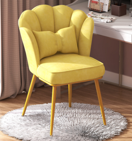 New home comfortable backrest petal chair (yellow spray gold legs) (size: 48*40*82CM)