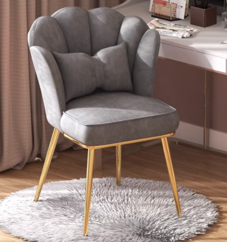 New home comfortable backrest petal chair (gray titanium-plated legs) (size: 48*40*82CM)