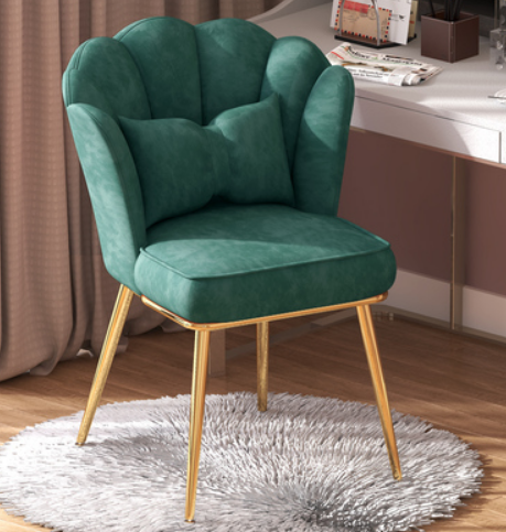 New home comfortable backrest petal chair (dark green titanium-plated legs) (size: 48*40*82CM)