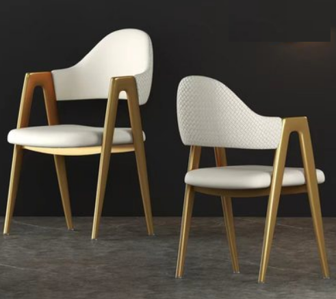 New light luxury soft backrest chair (white surface, white back/gold legs) (size: 50*40*80CM)