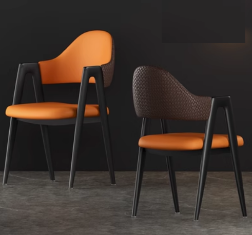 New light luxury soft backrest chair (orange surface coffee back/black legs) (size: 50*40*80CM)