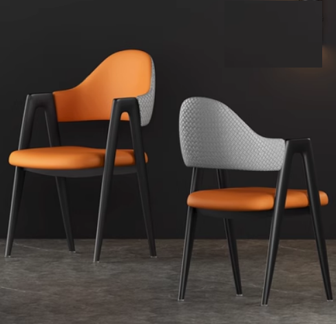 New light luxury soft backrest chair (orange surface, gray back/black legs) (size: 50*40*80CM)