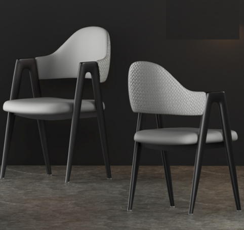 New light luxury soft backrest chair (light gray surface, gray back/black legs) (size: 50*40*80CM)