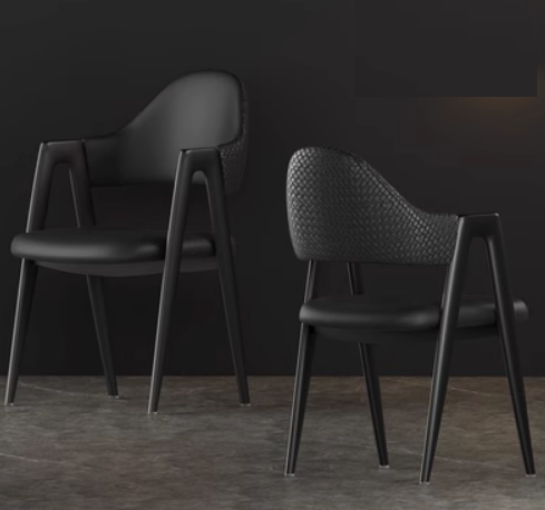New light luxury soft backrest chair (black surface, black back/black legs) (size: 50*40*80CM)