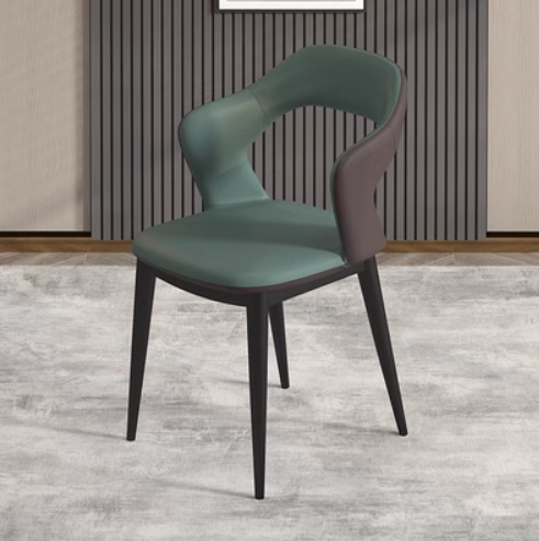 New light luxury soft-backed armchair (dark green + brown / Napa leather) (size: 45*78*55CM)