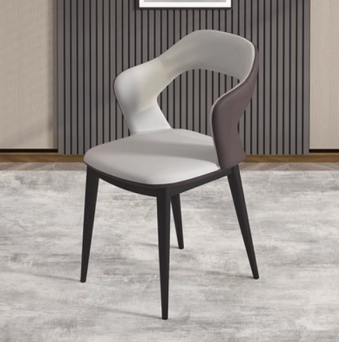 New light luxury soft-backed armchair (off-white + brown/Napa leather) (size: 45*78*55CM)