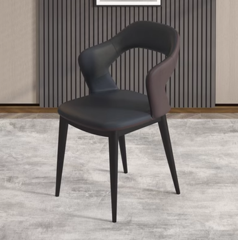 New light luxury soft-backed armchair (black + brown / Napa leather) (size: 45*78*55CM)