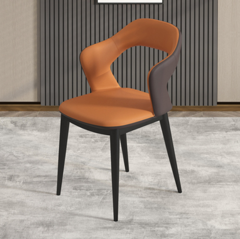 New light luxury soft backrest armchair (orange + coffee / Napa leather) (size: 45*78*55CM)