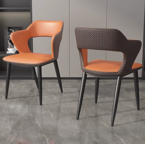 New light luxury soft-backed armchair (orange/woven leather) (size: 45*78*55CM)