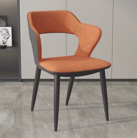 New light luxury soft-cover armchair with backrest (orange+grey/breathable wash-free technical cloth) (size: 45*78*55CM)