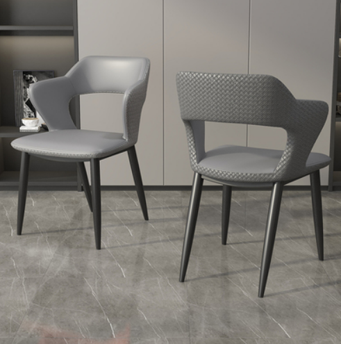 New light luxury soft-backed armchair (dark gray/woven leather) (size: 45*78*55CM)