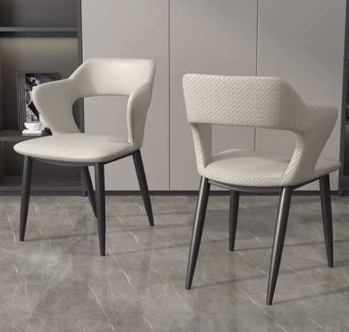 New light luxury soft-backed armchair (light gray/woven leather) (size: 45*78*55CM)