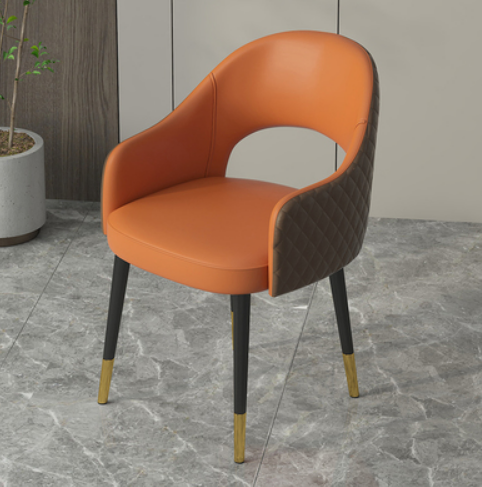 New light luxury soft armchair with backrest (orange brown/diamond leather on back) (size: 40*79CM)