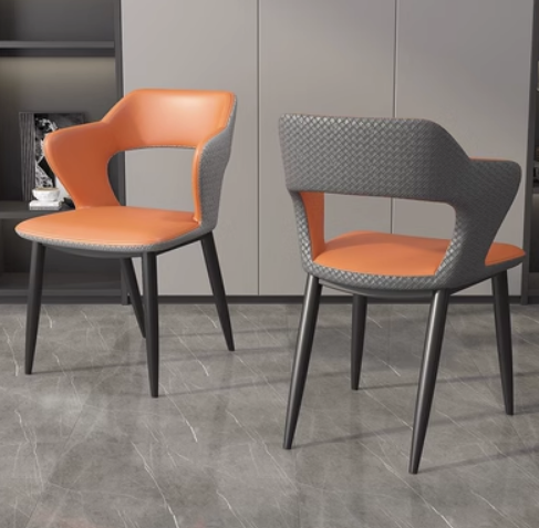 New light luxury soft-backed armchair (orange gray/woven leather) (size: 45*78*55CM)