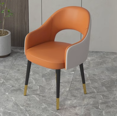 New light luxury soft-backed armchair (front orange back light gray/leather) (size: 40*79CM)