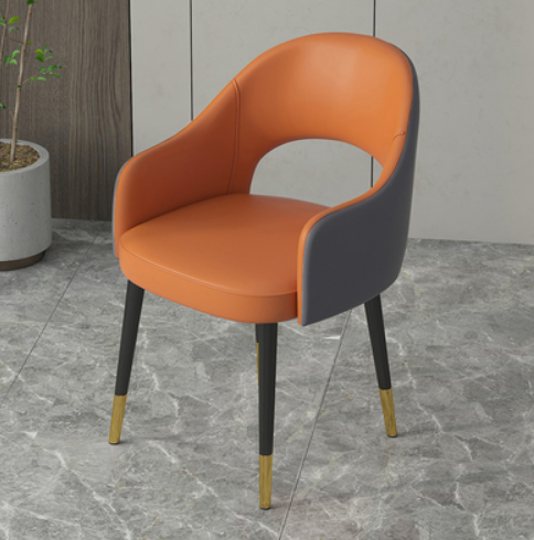 New light luxury soft-backed armchair (front orange back dark gray/leather) (size: 40*79CM)