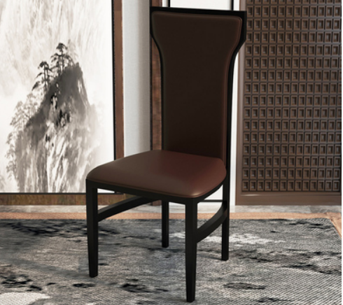 New new Chinese style backrest dining chair (brown leather) (size: 42*47*102CM)