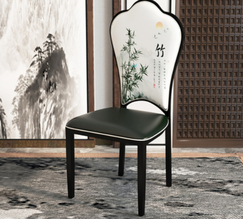 New new Chinese style backrest dining chair (leather print * bamboo) (size: 41*46*107CM)