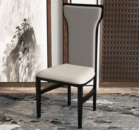 New new Chinese style backrest dining chair (light gray leather) (size: 42*47*102CM)