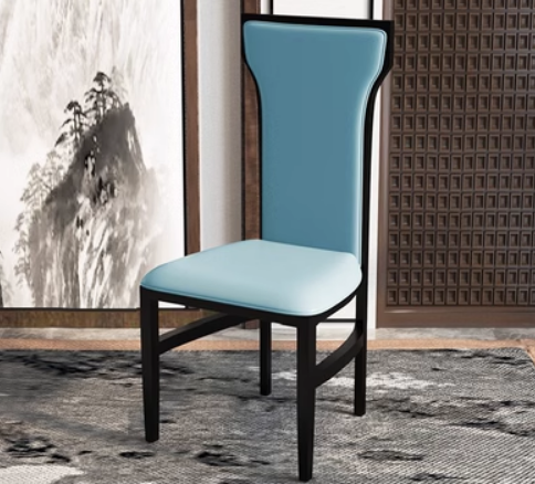 New new Chinese style backrest dining chair (light blue leather) (size: 42*47*102CM)
