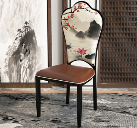New new Chinese style backrest dining chair (leather print*landscape) (size: 41*46*107CM)