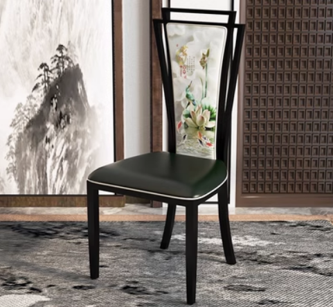 New new Chinese style backrest dining chair (leather print *Jiahe Fugui) (size: 42*46*108CM)