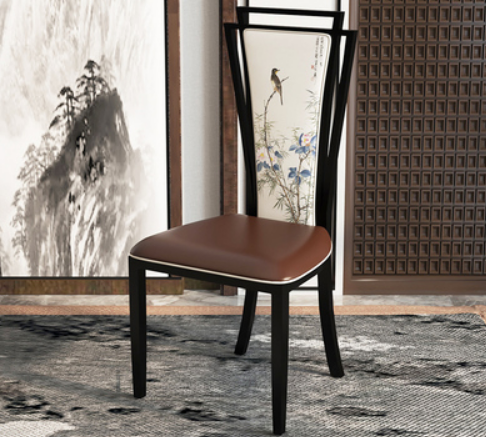 New new Chinese style backrest dining chair (leather print * bird on the branch) (size: 42*46*108CM)