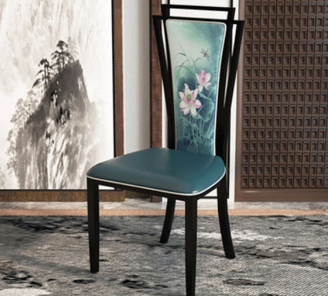 New new Chinese style backrest dining chair (leather print * dragonfly lotus) (size: 42*46*108CM)